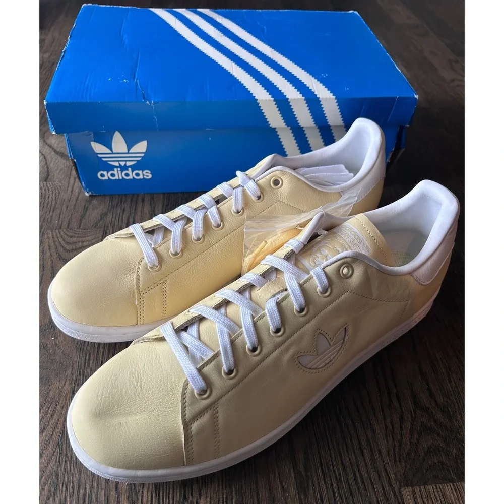 Adidas Stan Smith Mens Easy Yellow White Leather Sneakers BD7438 Size 13